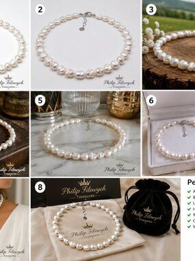 Pearl-28--AA White Freshwater Pearl Necklace 8–9mm | 925 Sterling Silver | 42cm